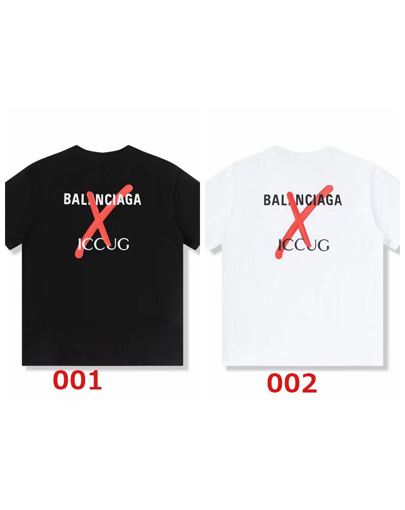 バレンシアガグッチコラボtシャツ半袖個性潮流人気ティシャツトップス男女向け精緻刺繍上着