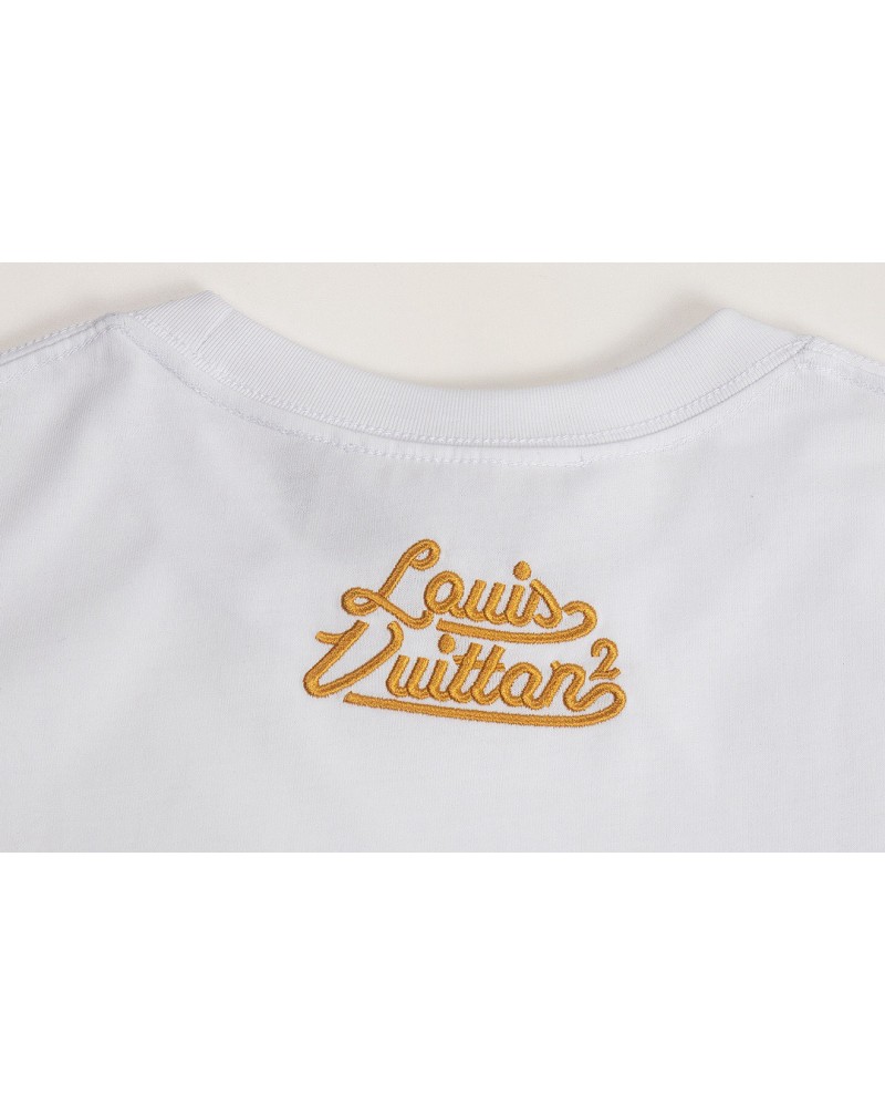 ヴィトン半袖tシャツお洒落高級精緻刺繍ティシャツトップスカジュアル人気ペアお揃い