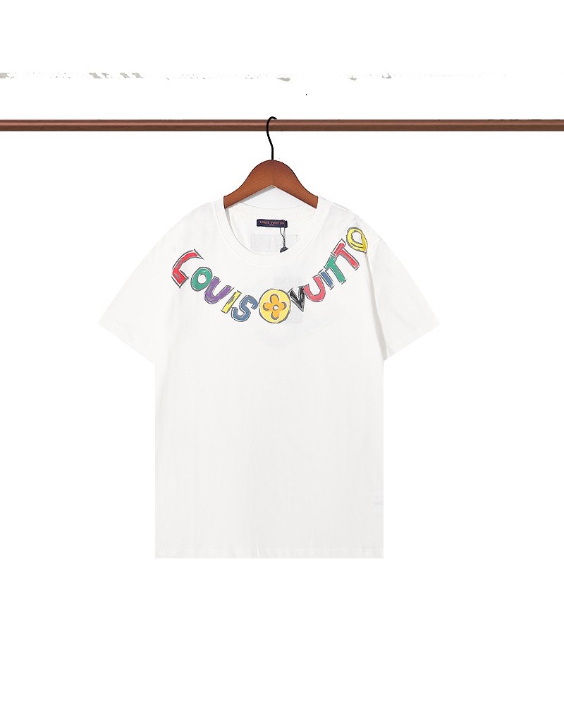 ヴィトン半袖tシャツお洒落プリント付きティシャツトップスカジュアル人気