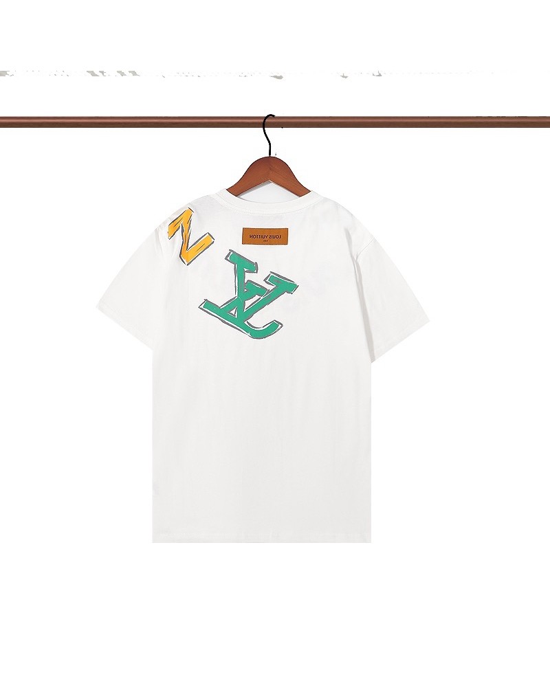 ヴィトン半袖tシャツお洒落プリント付きティシャツトップスカジュアル人気