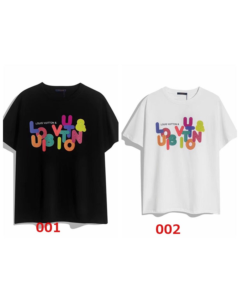 ヴィトン半袖tシャツお洒落カラフルトップスカジュアルティシャツトップス男女向け人気