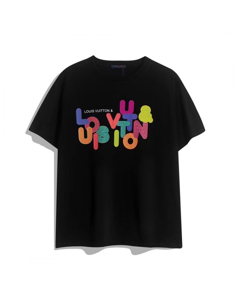 ヴィトン半袖tシャツお洒落カラフルトップスカジュアルティシャツトップス男女向け人気