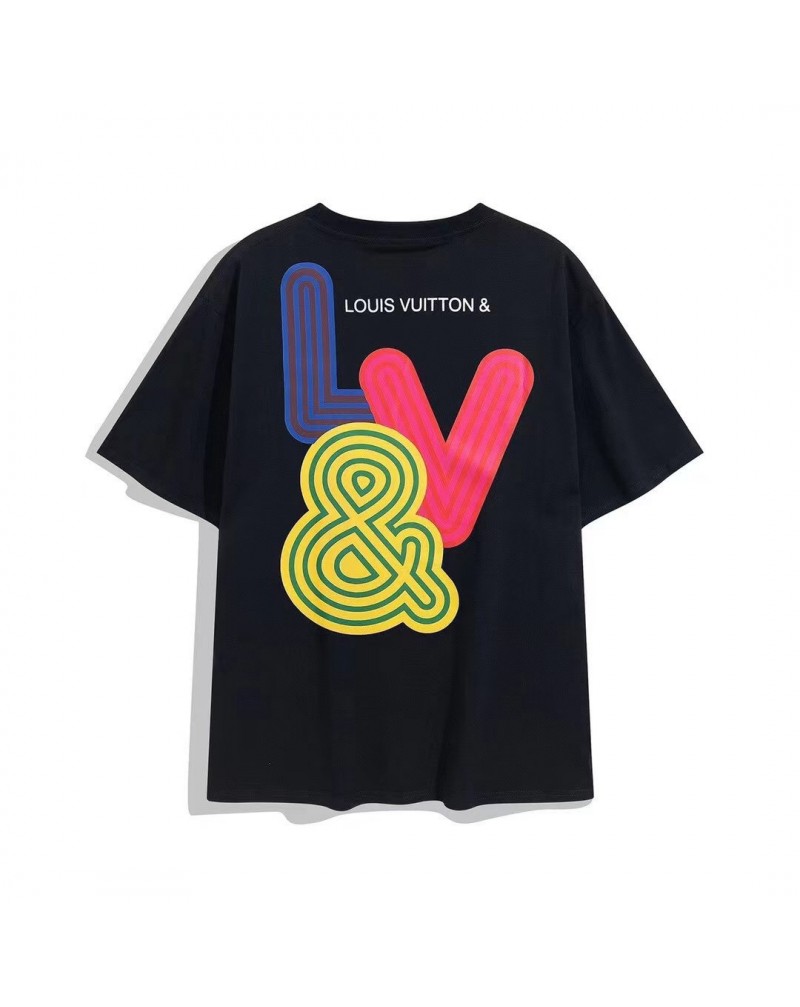 ヴィトン半袖tシャツお洒落カラフルトップスカジュアルティシャツトップス男女向け人気