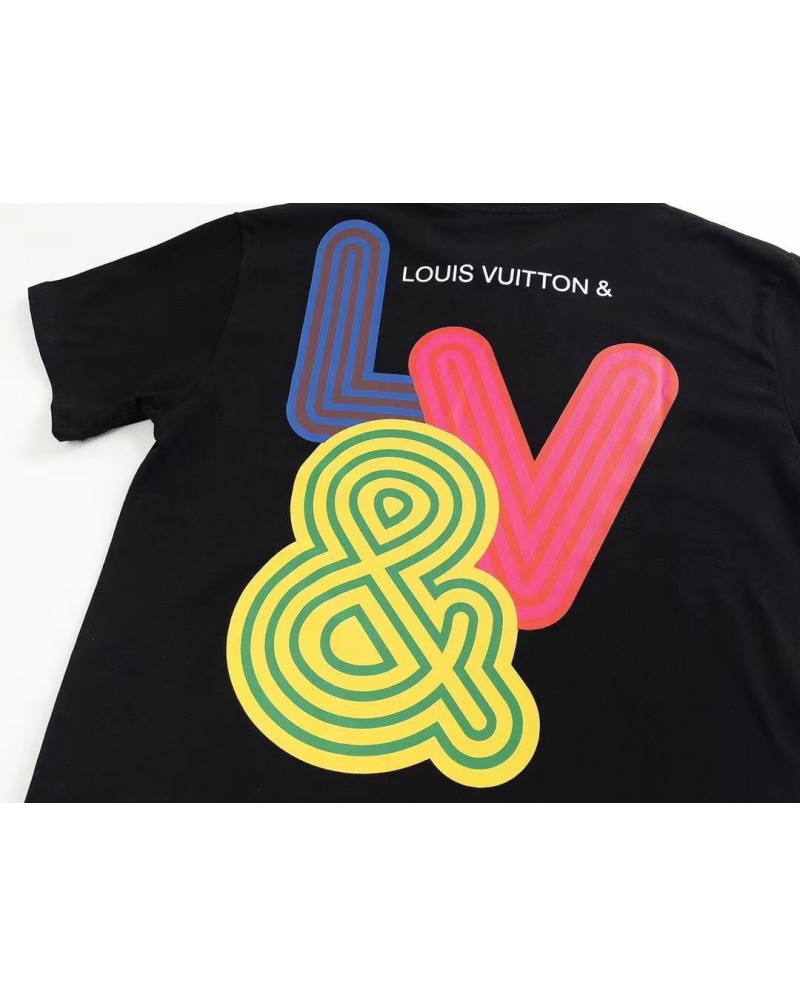ヴィトン半袖tシャツお洒落カラフルトップスカジュアルティシャツトップス男女向け人気