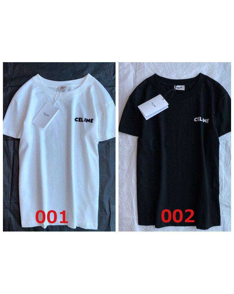 セリーヌ半袖tシャツお洒落高級簡潔トップスティシャツコットン通気性よい