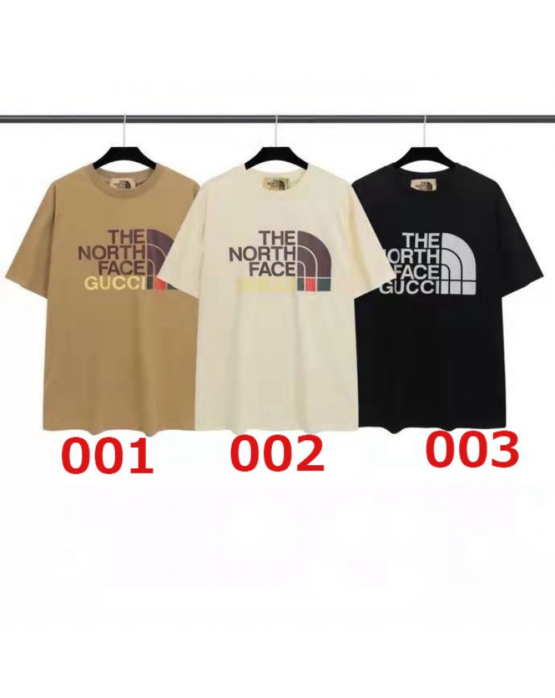 グッチノースフェイスtシャツ半袖お洒落人気潮流ティシャツトップス男女向け
