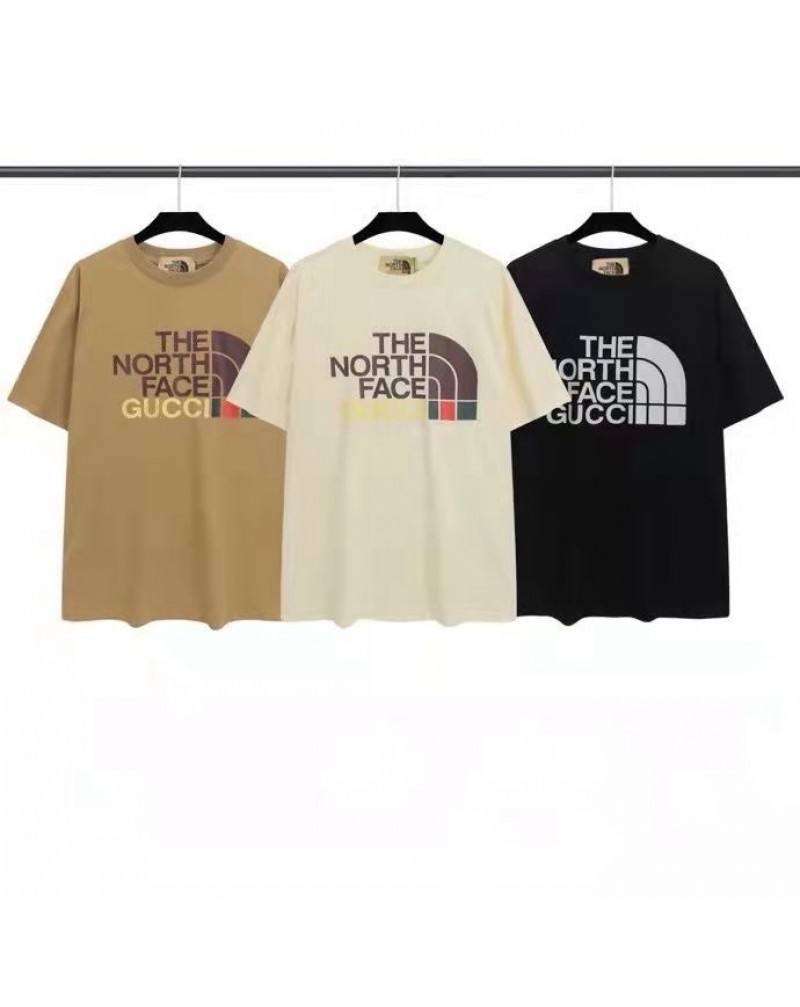 グッチノースフェイスtシャツ半袖お洒落人気潮流ティシャツトップス男女向け