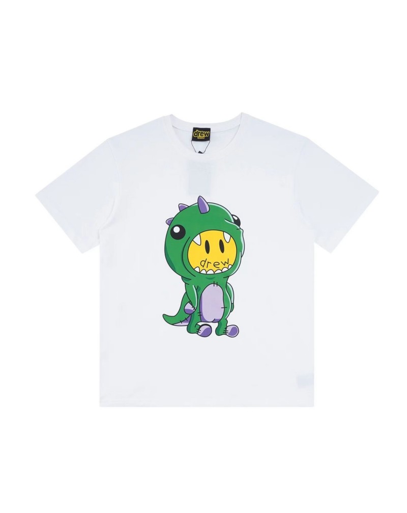 drew tシャツ半袖可愛い小恐竜プリント付きお洒落ティシャツトップス欧米風超人気
