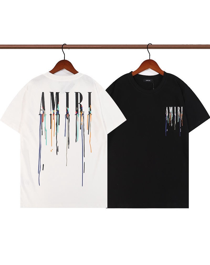 AMIRI 半袖tシャツ個性潮流落書きプリントカジュアルお洒落ティシャツトップス男女向け上着