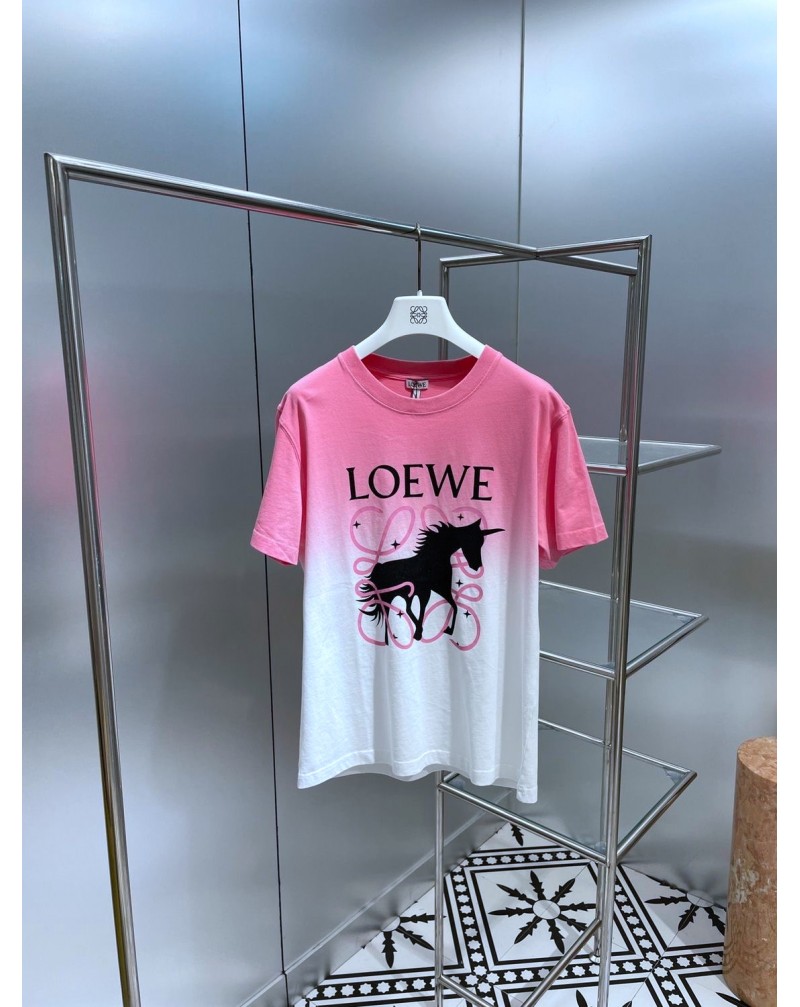 ロエベ半袖tシャツ個性潮流グラデーションプリント付きお洒落ティシャツトップス超人気新作