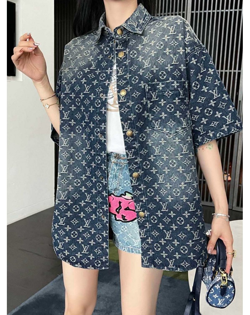 ルイヴィトン半袖シャツファッションデニム性グラデーションティシャツお洒落カジュアル超人気 ルイヴィトン半袖シャツファッションデニム性グラデーションティシャツお洒落カジュアル超人気