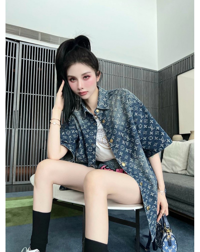 ルイヴィトン半袖シャツファッションデニム性グラデーションティシャツお洒落カジュアル超人気 ルイヴィトン半袖シャツファッションデニム性グラデーションティシャツお洒落カジュアル超人気