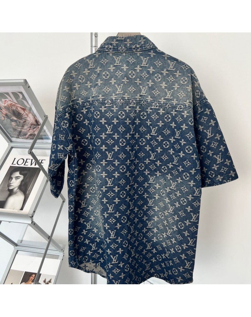 ルイヴィトン半袖シャツファッションデニム性グラデーションティシャツお洒落カジュアル超人気
