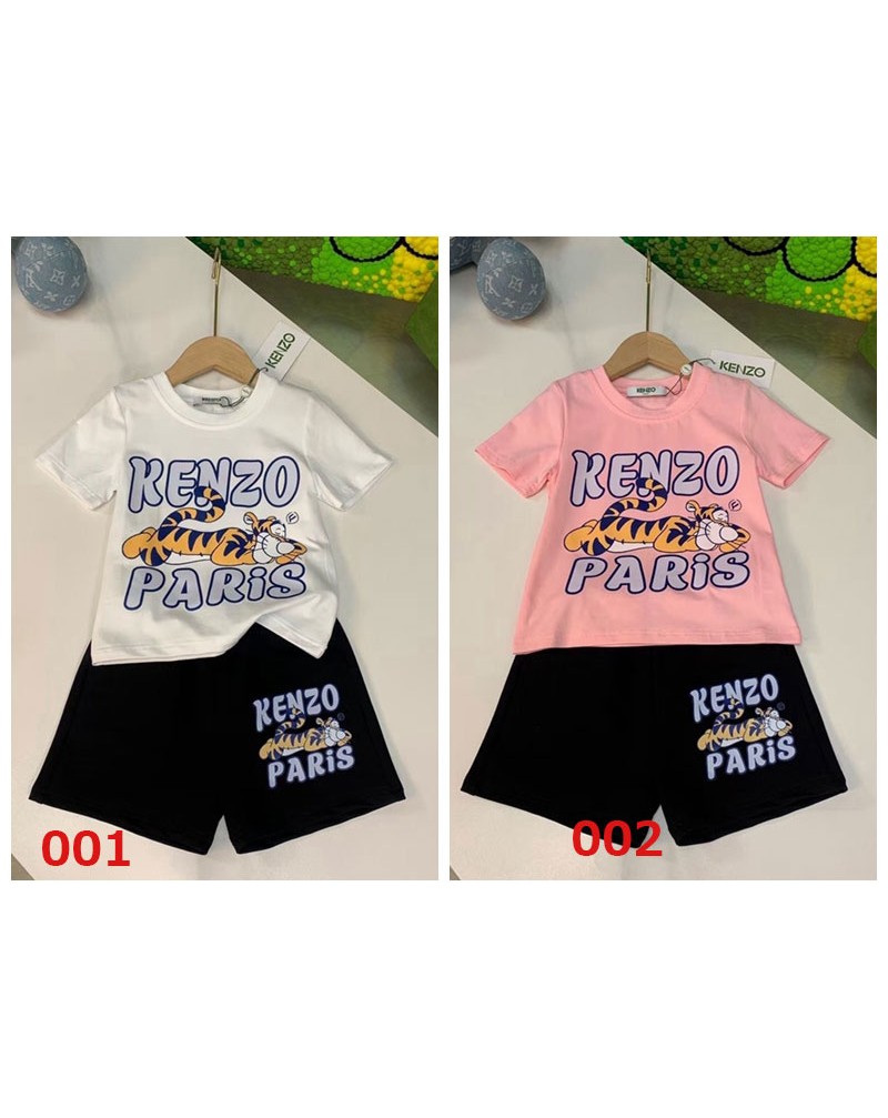 ケンゾー 半袖ハーフパンツセット子供向け可愛い虎付きtシャツ半ズボン上下セットカジュアルお洒落