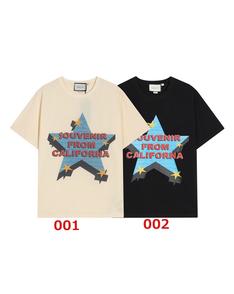 GG 半袖tシャツペアお揃いカジュアルティシャツトップスお洒落星英文字プリントファッション上着コットン製