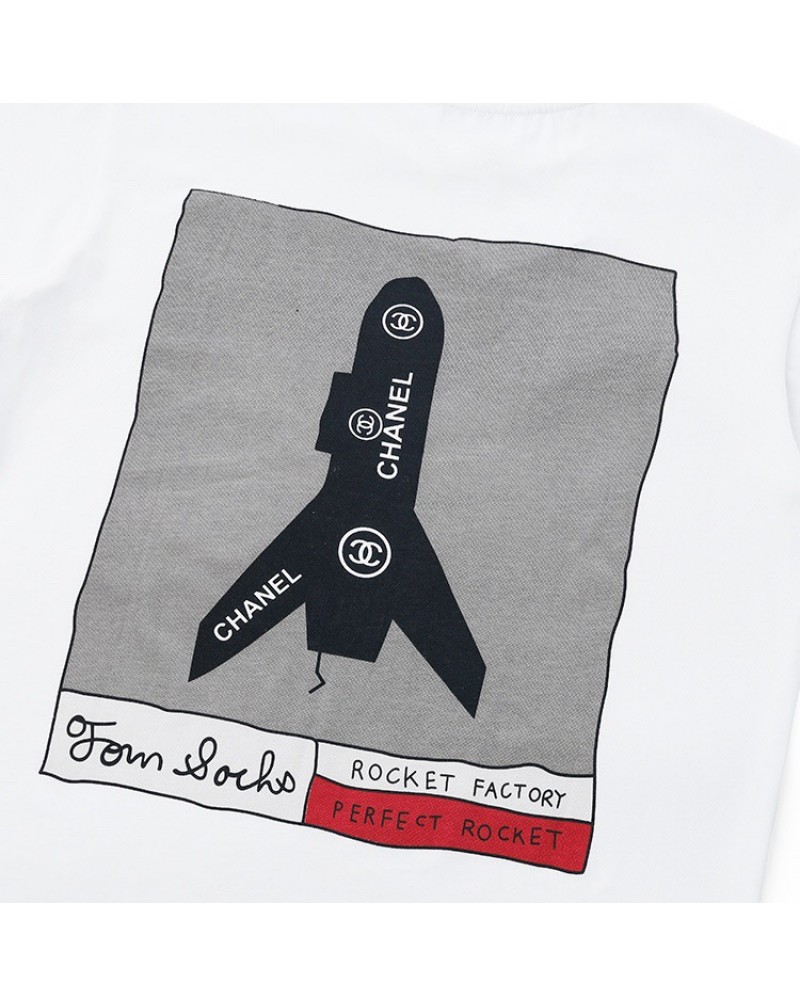 シャネル 半袖tシャツ個性小香風ティシャツトップスペアお揃い人気丸首上着