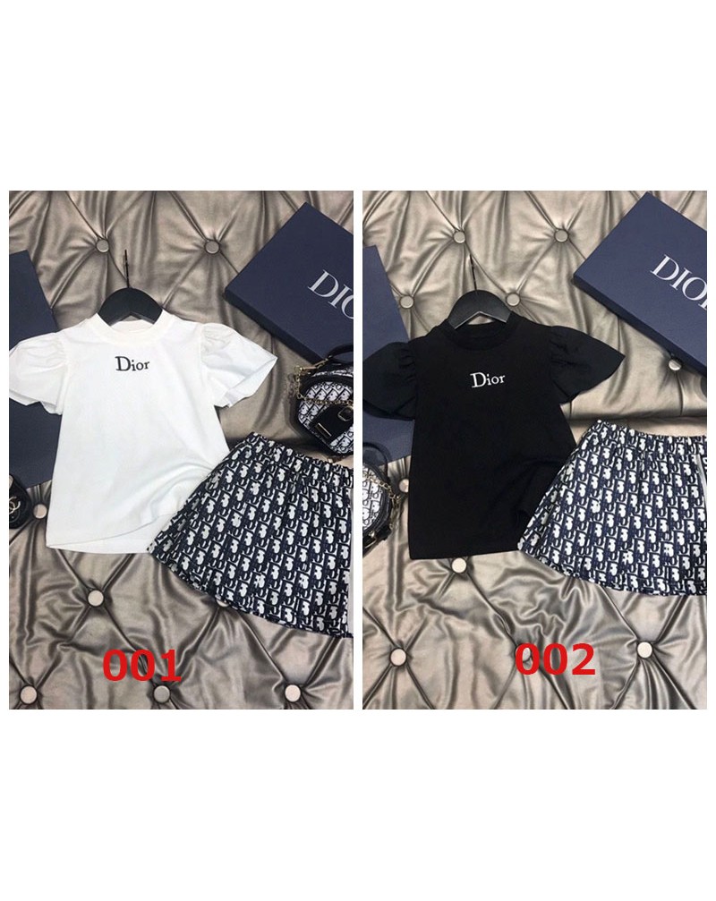 ディオーツ tシャツスカート子供向けお洒落半袖スカート経典プリント付きガールズ向け人気上下セット
