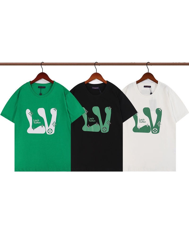 ヴィトン半袖tシャツお洒落個性ティシャツホットドリル付き男女向け人気新品コットン製ファッショントップス