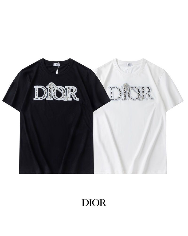ディオール tシャツ半袖ペアお揃いお洒落刺繍人気コットン製大人気トップス