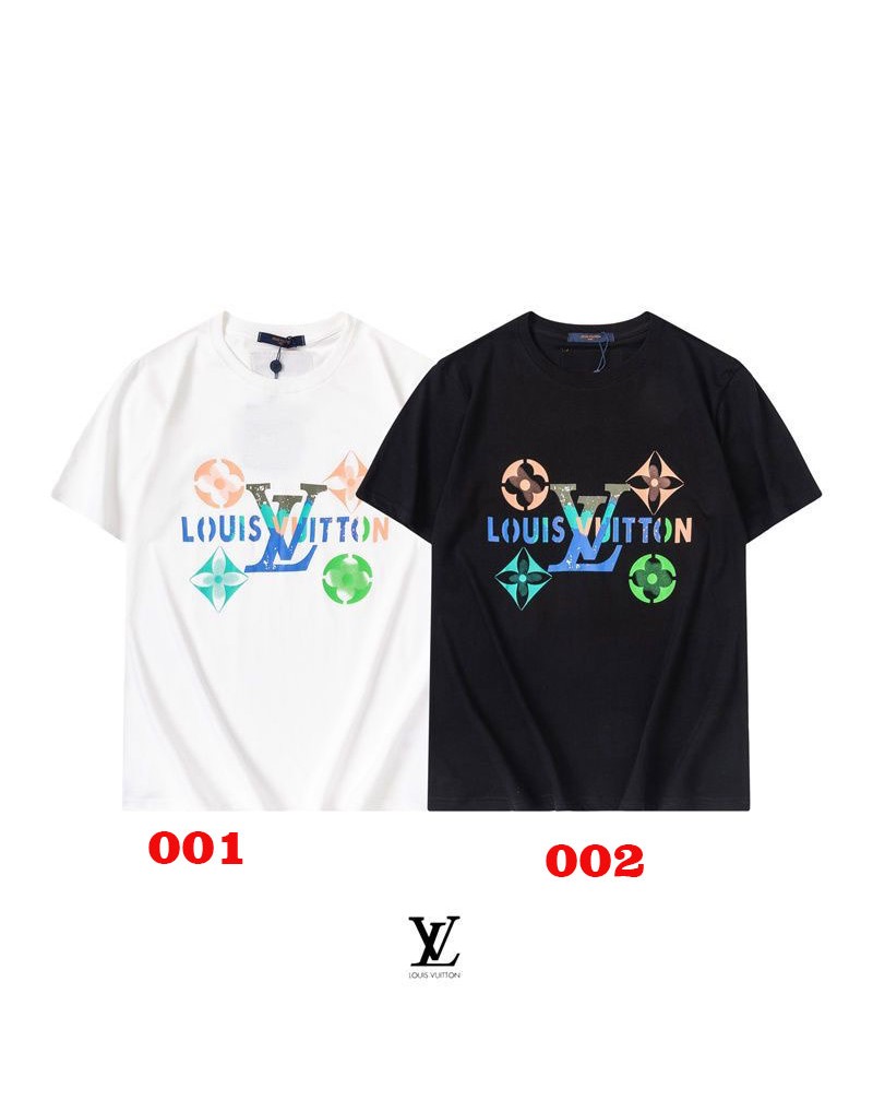 ヴィトン半袖tシャツお洒落個性ティシャツコットン製トップスカジュアル人気上着男女兼用
