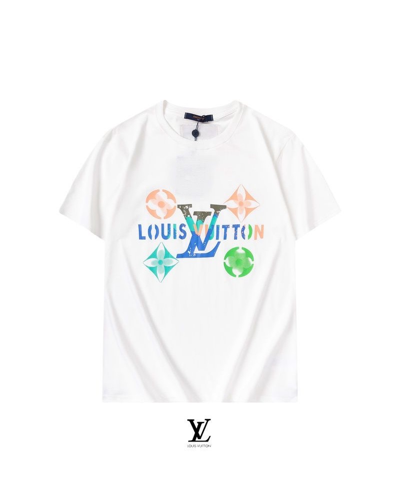 ヴィトン半袖tシャツお洒落個性ティシャツコットン製トップスカジュアル人気上着男女兼用