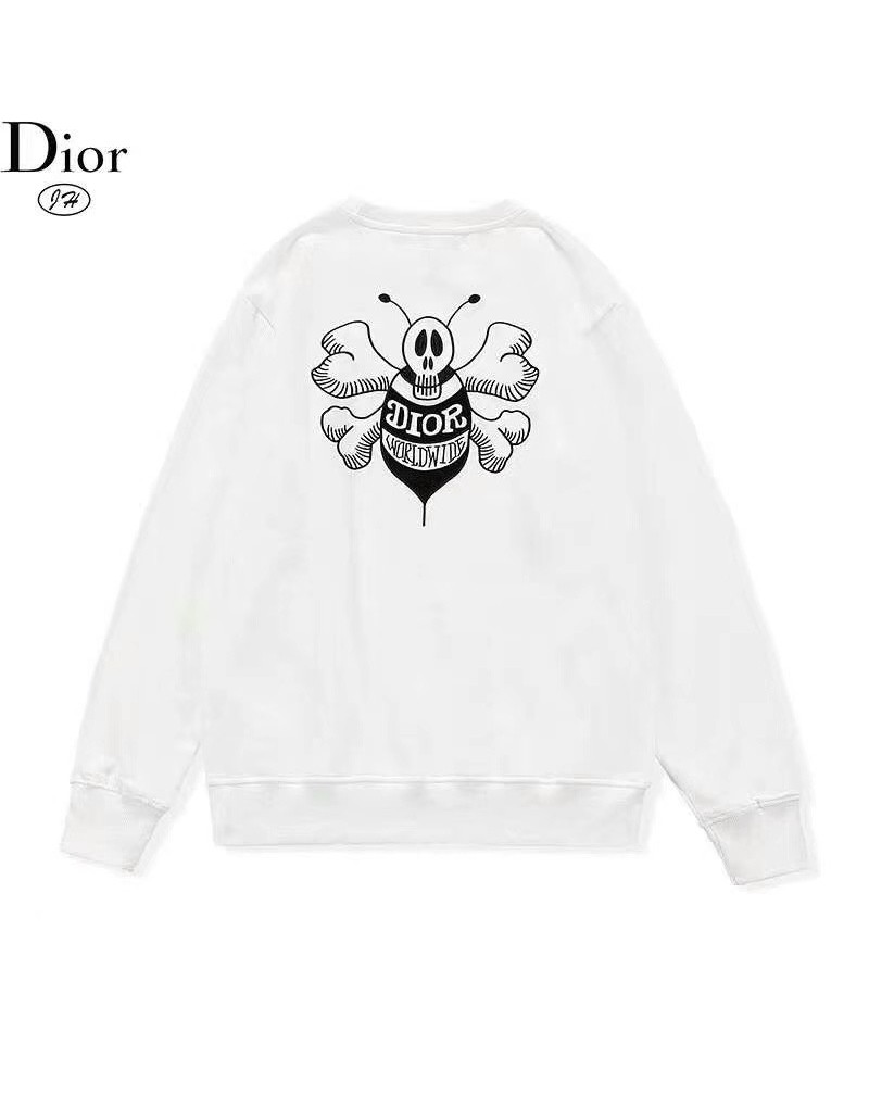 ディオールトレーナーお洒落刺繍可愛いミツバチ付きスウェットカジュアル人気上着男女むけ