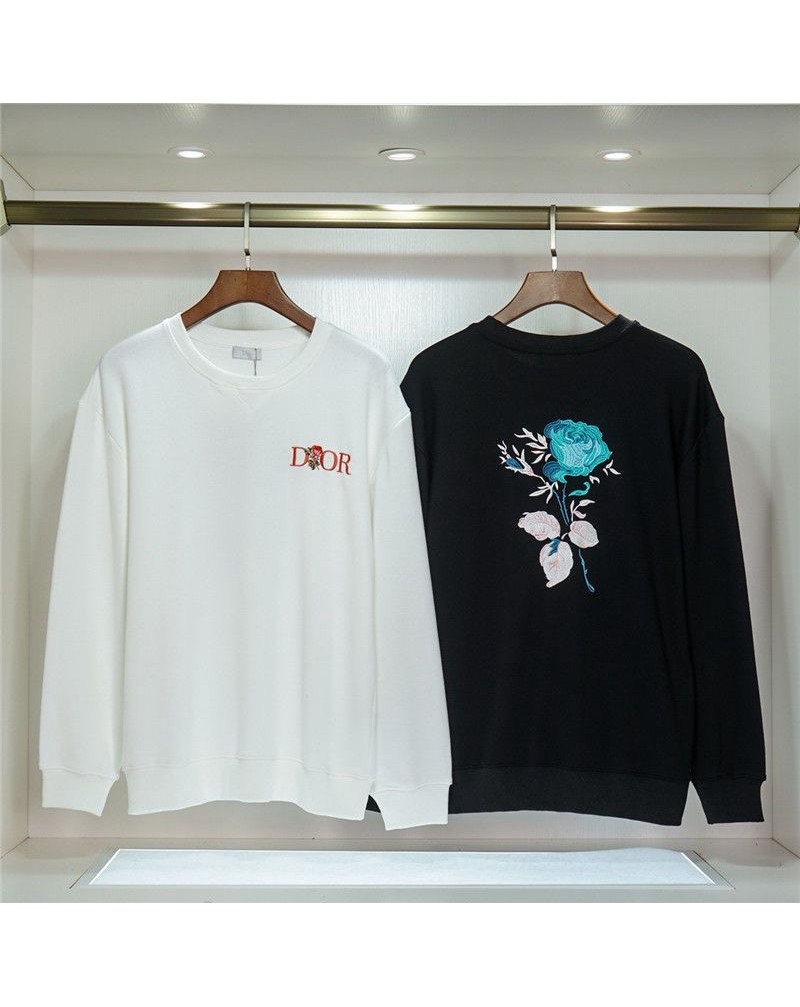 ディオールトレーナーお洒落精緻ローズ刺繍高級スウェットペアお揃い大人気新品トレーナートップスカジュアルファッション