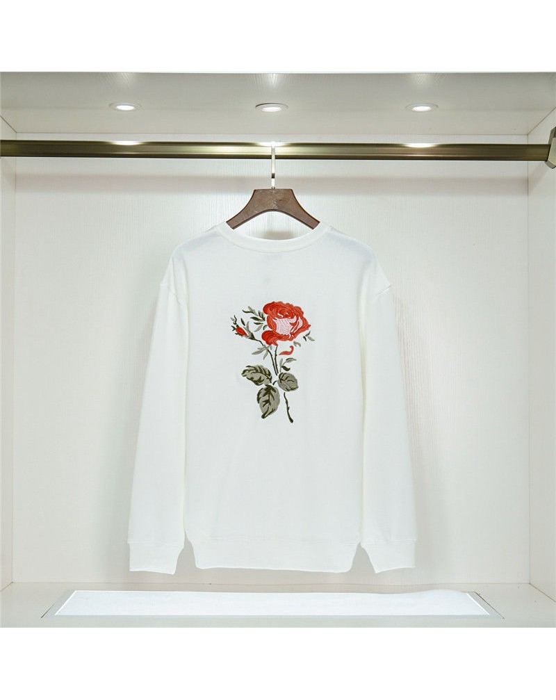 ディオールトレーナーお洒落精緻ローズ刺繍高級スウェットペアお揃い大人気新品トレーナートップスカジュアルファッション