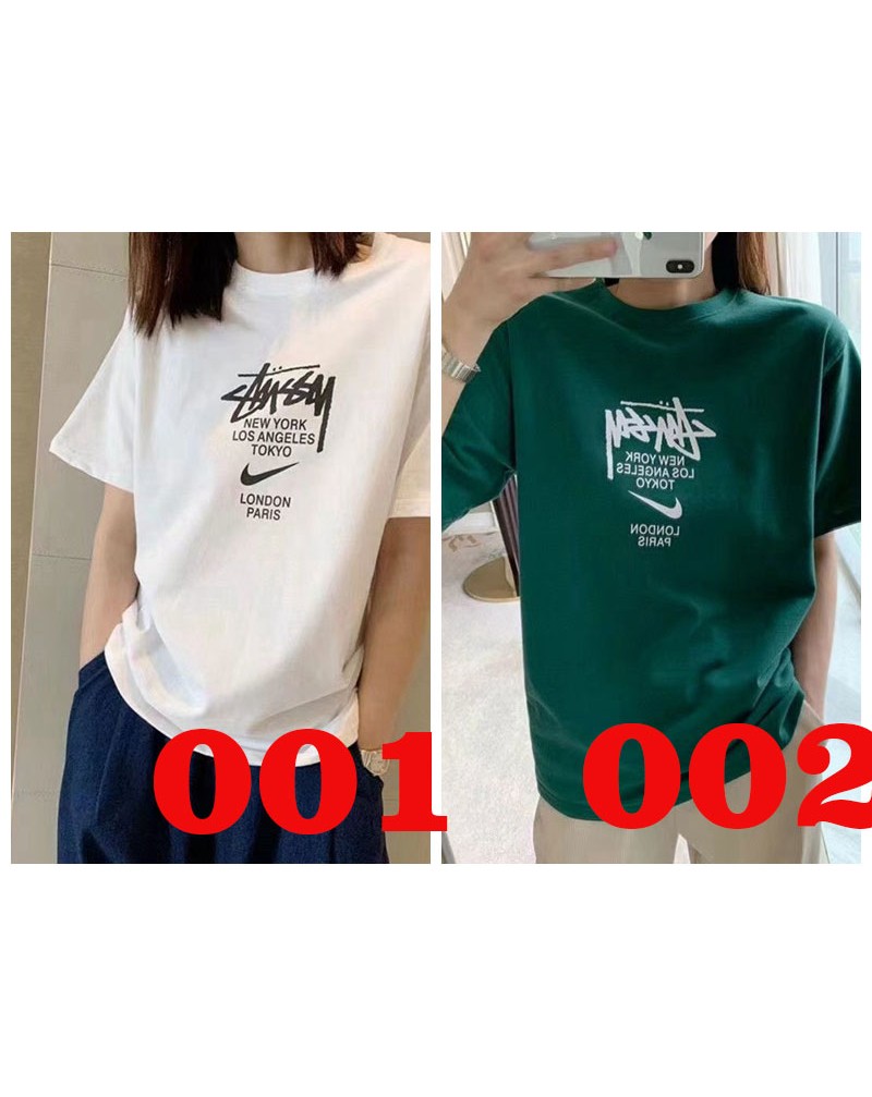 ステューシー半袖tシャツコットン製お洒落潮流個性ティシャツペアお揃い上着