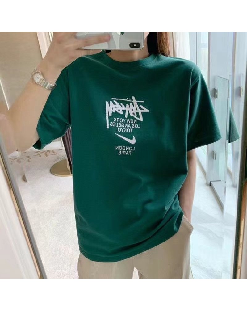ステューシー半袖tシャツコットン製お洒落潮流個性ティシャツペアお揃い上着