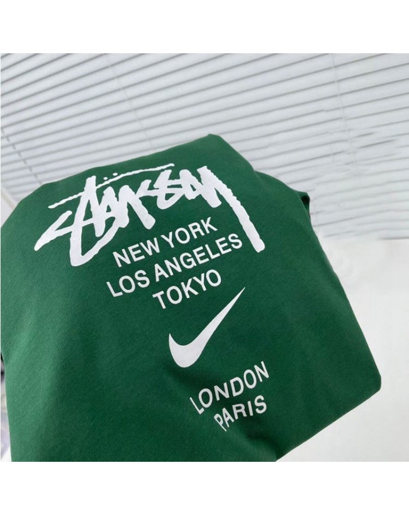 ステューシー半袖tシャツコットン製お洒落潮流個性ティシャツペアお揃い上着