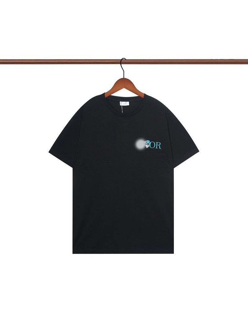 ディオールtシャツ半袖ペアお揃いお洒落刺繍ローズ可愛い人気新作ティシャツコットン製トップス