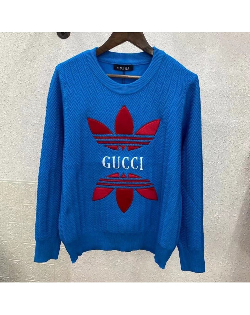 グッチ x adidas コラボセーター ニット長いシャツ経典刺繍ロゴ