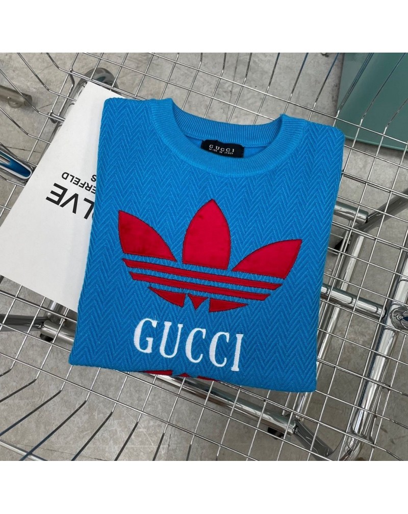 グッチ x adidas コラボセーター ニット長いシャツ経典刺繍ロゴ