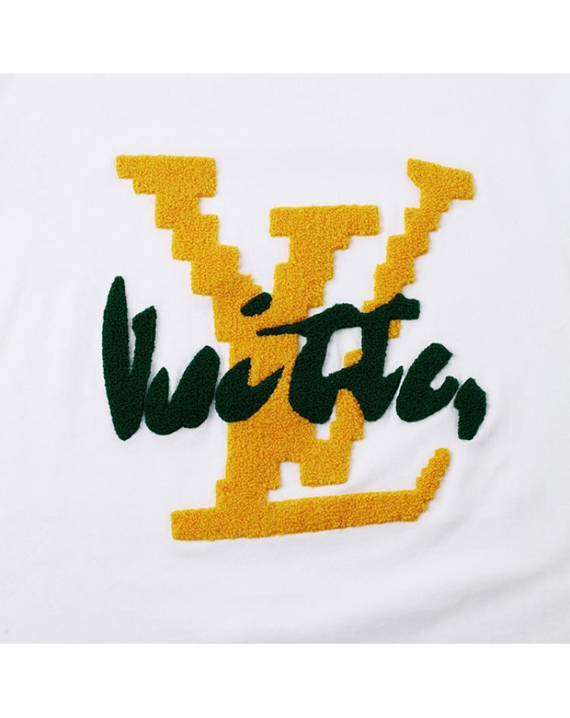 ヴィトン半袖tシャツ精緻刺繍高級コットン製ティシャツペアお揃い