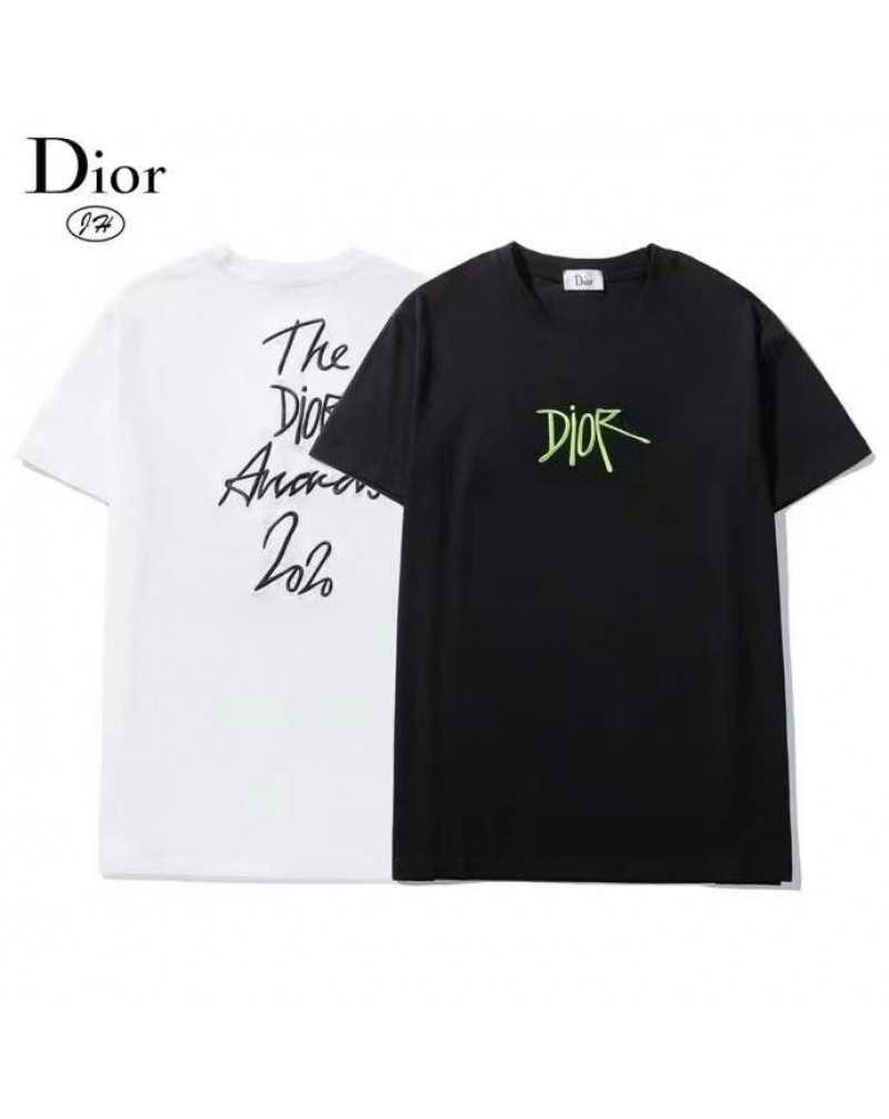 ディオール tシャツ半袖お洒落精緻刺繍ロゴトップスペアお揃い