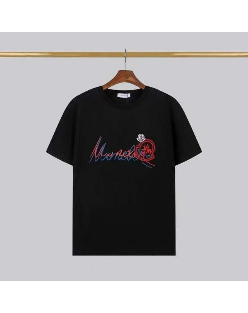 モンクレール 半袖tシャツお洒落刺繍ロゴ個性コットントップス人気メンズレディース兼用