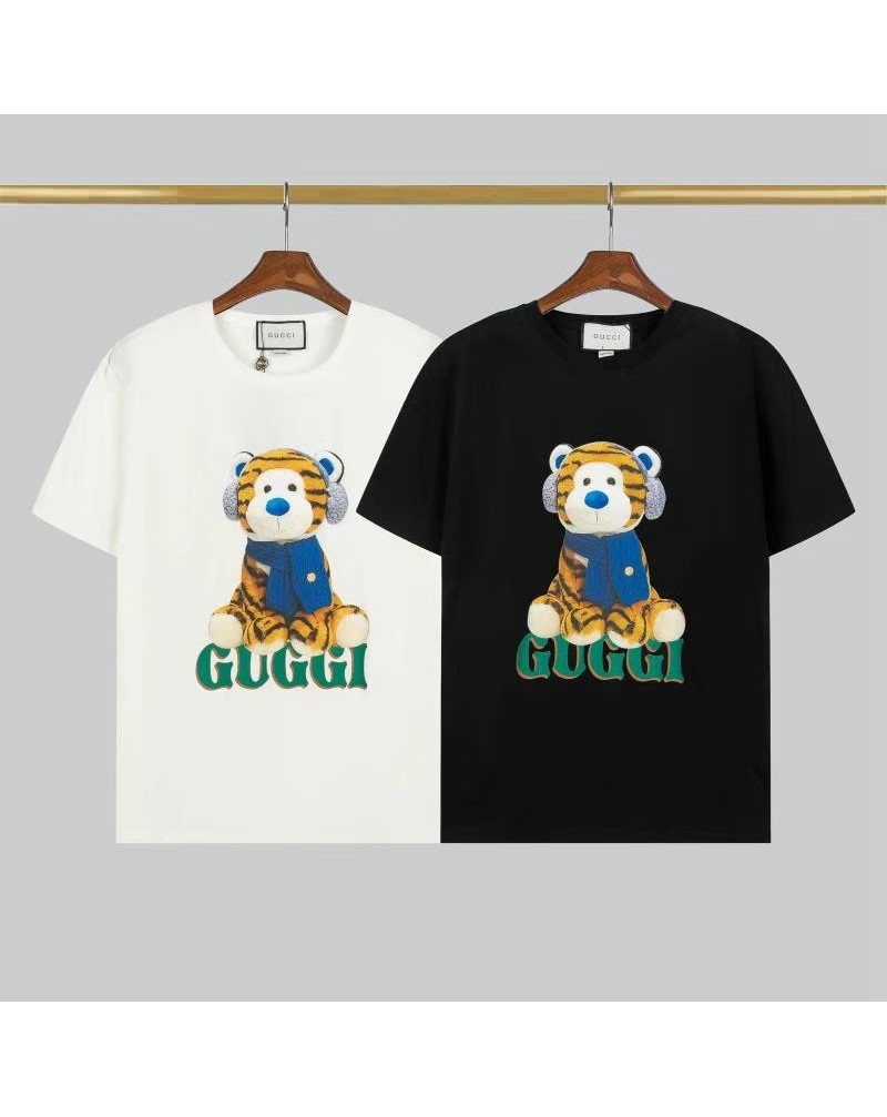 グッチ 半袖tシャツ可愛い虎プリント付きお洒落ティシャツペアお揃い人気コットン通気性よい