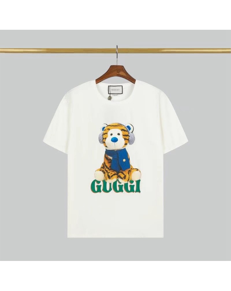 グッチ 半袖tシャツ可愛い虎プリント付きお洒落ティシャツペアお揃い人気コットン通気性よい