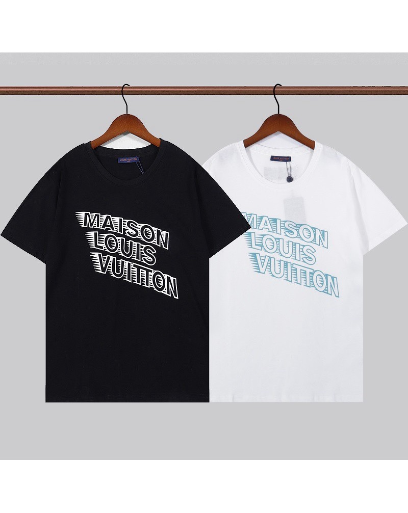 ヴィトン tシャツ半袖お洒落プリントコットン製ティシャツトップスペアお揃い