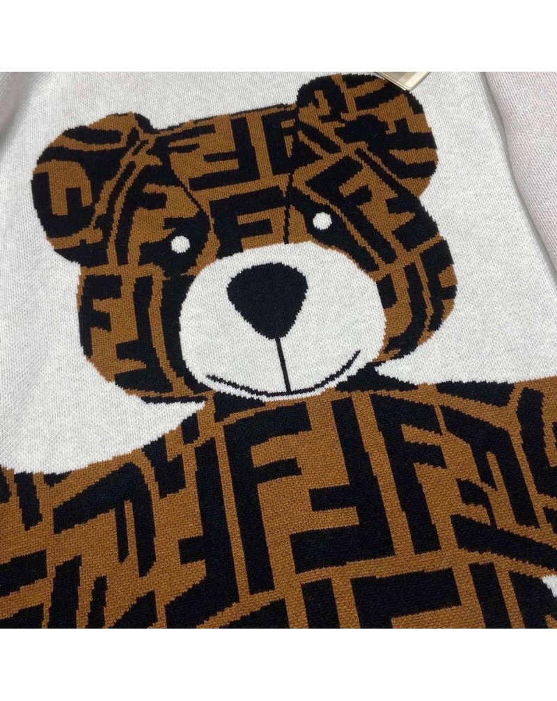 フェンデイ セーター可愛いクマちゃん付き編みトップス長袖ソフト