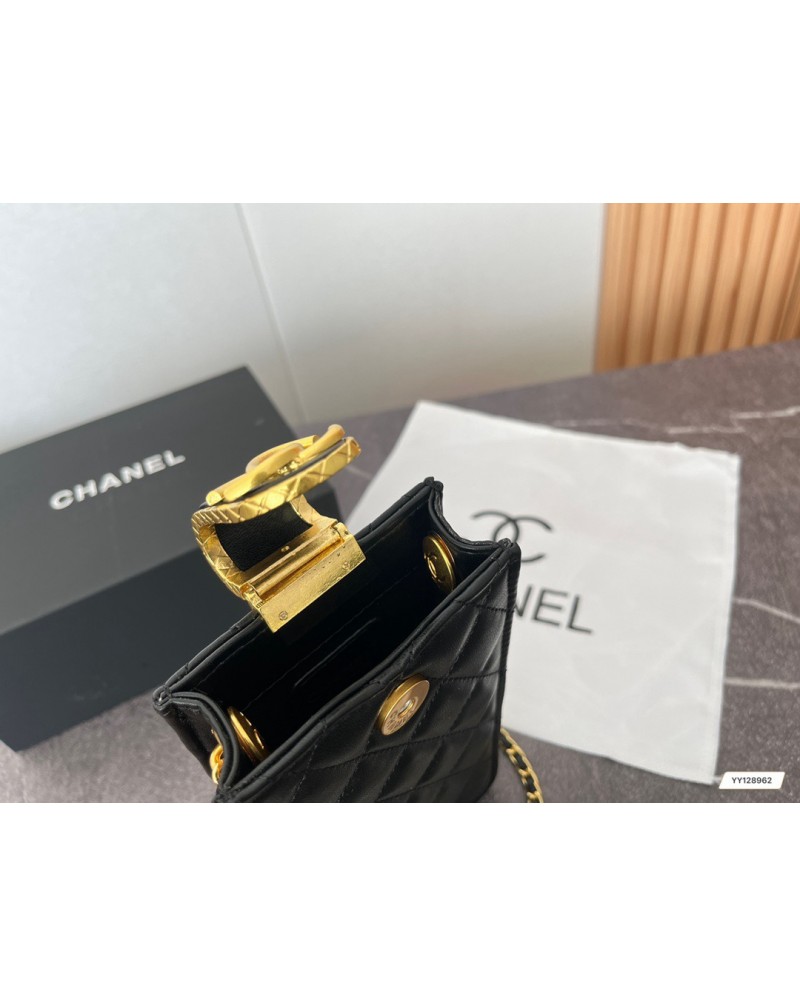 シャネル 携帯電話バッグお洒落小香風ミニショルダーバック口紅やティッシュや鍵入れチェーン肩紐付き