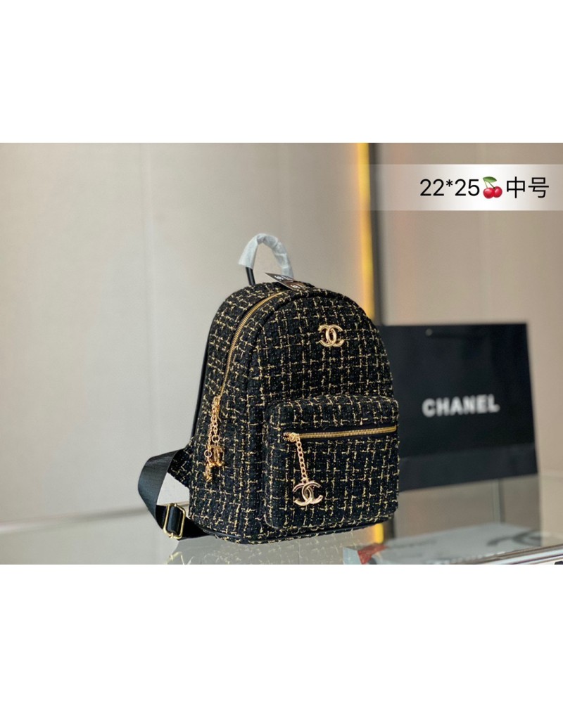 シャネル リュックお洒落ツイードの小香風リュックサック女性人気