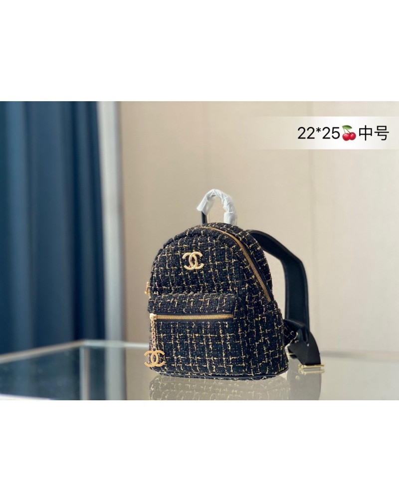 シャネル リュックお洒落ツイードの小香風リュックサック女性人気