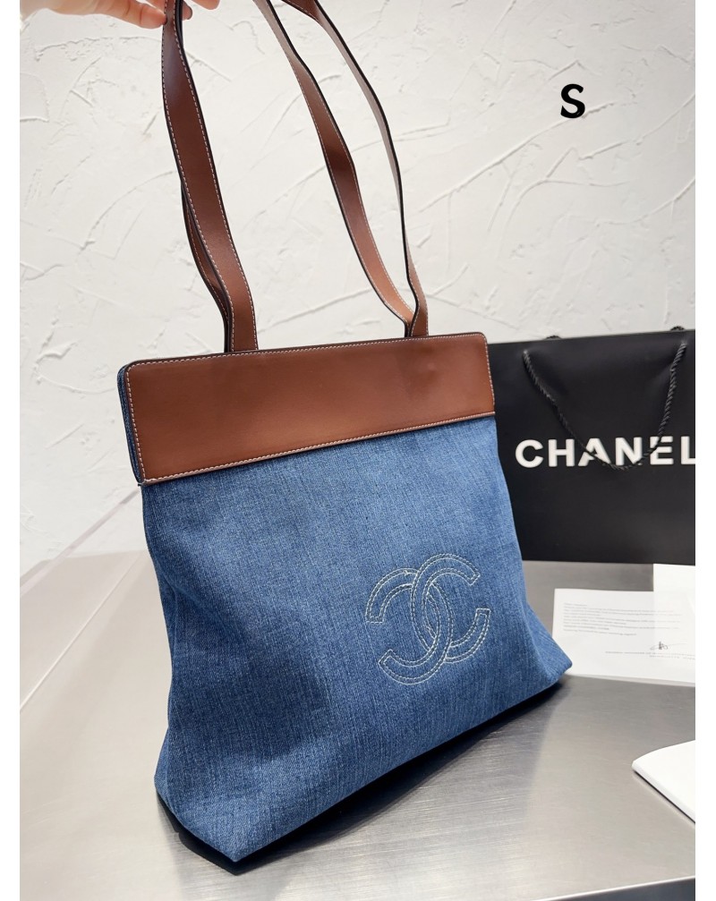 シャネル ショピングバックお洒落精緻刺繍ショルダーバッグデニム性耐摩擦ファッション人気