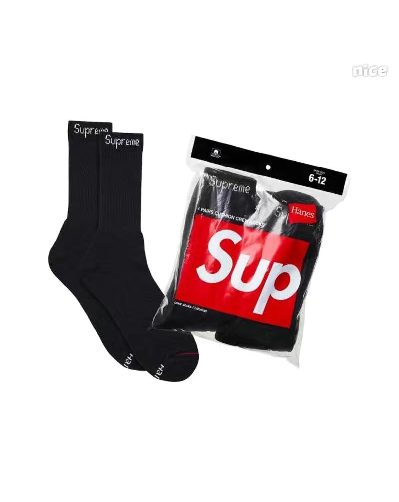 シュプリーム 靴下コットン製潮流個性人気ソックス２点セットメンズレディース兼用