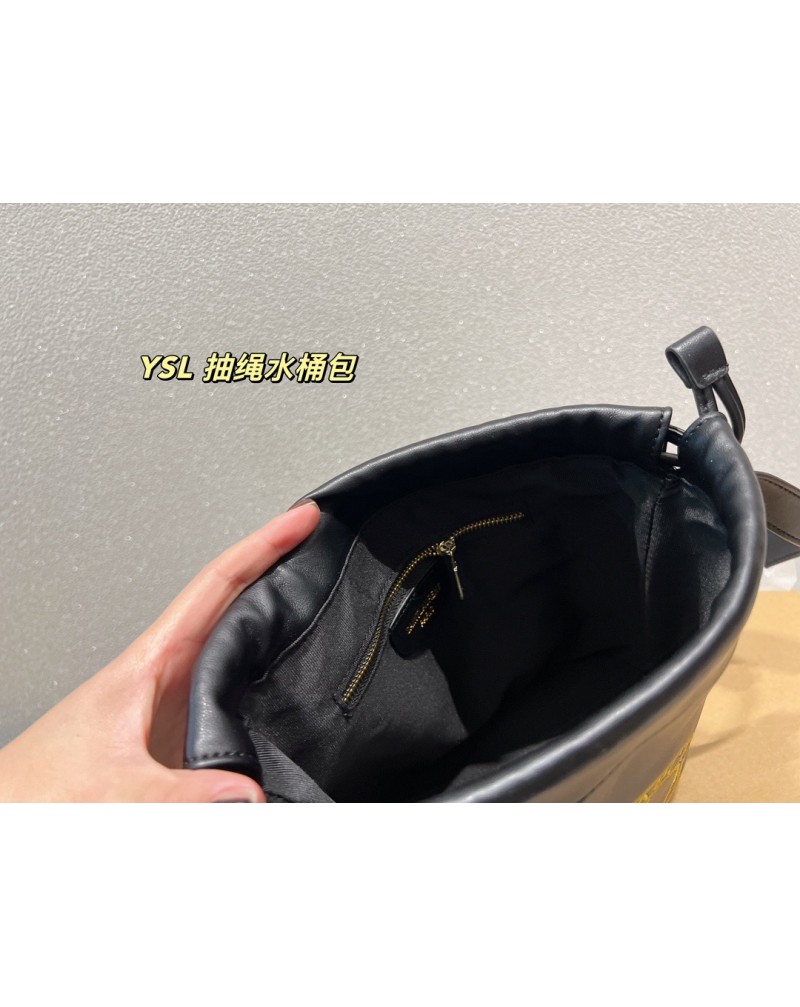 サンローラン ひも抜きバケツバッグお洒落可愛い精緻刺繍斜め掛けバック人気新作puレザーとデニム製選択可能