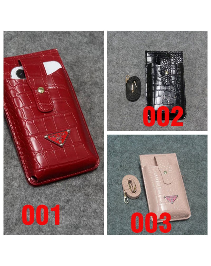 プラダ携帯バックお洒落高級ワニ紋革製多機能小銭入れカード収納ショルダーストラップ付き携帯便利素敵ケータイバック