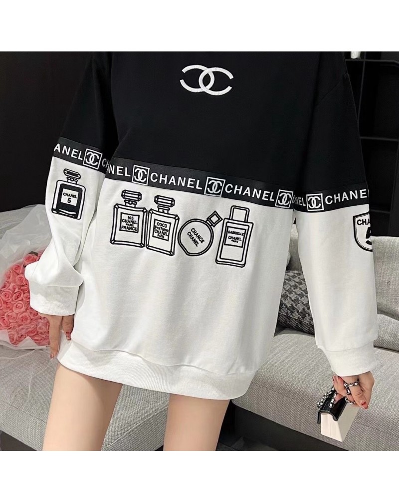 シャネル スウェットお洒落精緻刺繍丸首コットン製スウェットシャツ秋冬新作ファッション小香風女性向け人気