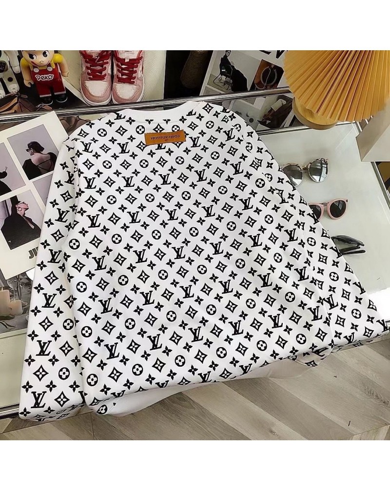 ヴィトン トレーナーお洒落カジュアル人気パーカーファッションペアお揃い長袖トップスコットン製